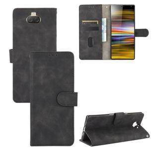 For Sony Xperia 10 Solid Color Skin Feel Magnetic Buckle Horizontal Flip Calf Texture PU Leather Case with Holder & Card Slots & Wallet(Black)