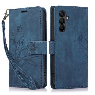 For Samsung Galaxy A16 5G Orchid Butterfly Embossed Leather Phone Case(Blue)