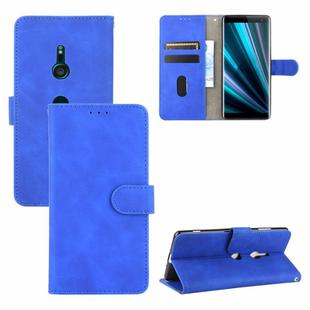For Sony Xperia XZ3 Solid Color Skin Feel Magnetic Buckle Horizontal Flip Calf Texture PU Leather Case with Holder & Card Slots & Wallet(Blue)