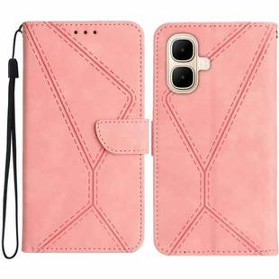 For Infinix Smart 10 4G / Tecno Pop 10 Stitching Embossed Leather Phone Case(Pink)