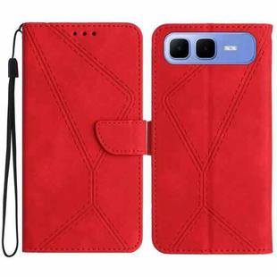 For Infinix Smart 10 Plus 4G Stitching Embossed Leather Phone Case(Red)