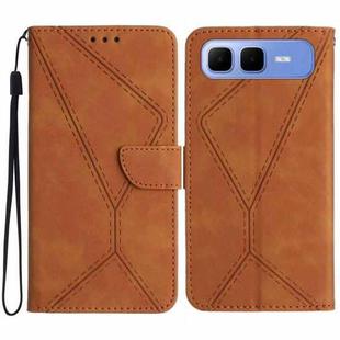 For Infinix Smart 10 Plus 4G Stitching Embossed Leather Phone Case(Brown)