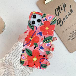 For iPhone 12 / 12 Pro Flower Pattern Soft TPU Protective Case(Red Flower)