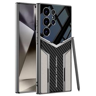 For Samsung Galaxy S24 Ultra 5G GKK Plating TPU + Leather Future Full Coverage Phone Case, Without Pen(Titanium Gray)