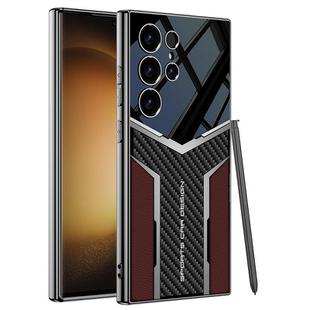 For Samsung Galaxy S23 Ultra 5G GKK Plating TPU + Leather Future Full Coverage Phone Case, Without Pen(Red)