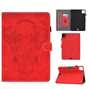 For iPad Air 2022 / 2020 10.9 Embossed Elephant Pattern Horizontal Flip PU Leather Case with Sleep Function & Magnetic Buckle & Holder & Card Slot(Red)