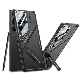 For Samsung Galaxy S25 Ultra 5G GKK Mech Style Ultra-thin Folding Holder Phone Case, Not Included Pen(Black)