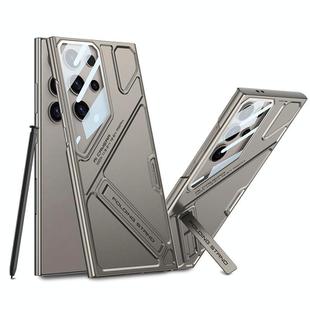 For Samsung Galaxy S25 Ultra 5G GKK Mech Style Ultra-thin Folding Holder Phone Case, Not Included Pen(Titanium Gray)