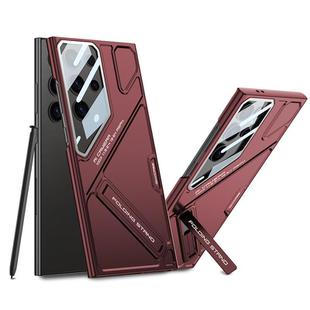 For Samsung Galaxy S25 Ultra 5G GKK Mech Style Ultra-thin Folding Holder Phone Case, Not Included Pen(Red)