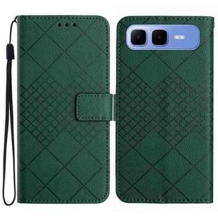 For Infinix Smart 10 Plus 4G Rhombic Grid Texture Leather Phone Case(Green)