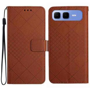 For Infinix Smart 10 Plus 4G Rhombic Grid Texture Leather Phone Case(Brown)