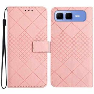 For Infinix Smart 10 Plus 4G Rhombic Grid Texture Leather Phone Case(Pink)
