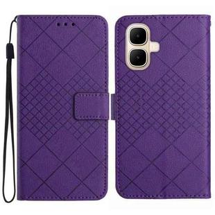 For Infinix Smart 10 4G / Tecno Pop 10 Rhombic Grid Texture Leather Phone Case(Purple)