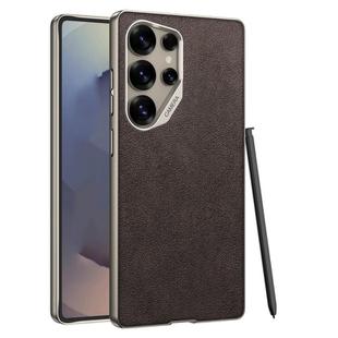 For Samsung Galaxy S24 Ultra 5G GKK Metal Paint Skin Feel Suede Full Coverage Phone Case(Coffee)