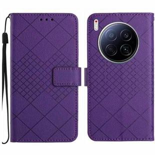 For Tecno Camon 40 Premier Rhombic Grid Texture Leather Phone Case(Purple)