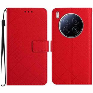 For Tecno Camon 40 Premier Rhombic Grid Texture Leather Phone Case(Red)