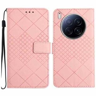 For Tecno Camon 40 Premier Rhombic Grid Texture Leather Phone Case(Pink)