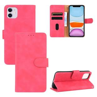 For iPhone 11 Solid Color Skin Feel Magnetic Buckle Horizontal Flip Calf Texture PU Leather Case with Holder & Card Slots & Wallet(Rose Gold)