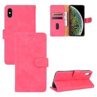 For iPhone XS / X Solid Color Skin Feel Magnetic Buckle Horizontal Flip Calf Texture PU Leather Case with Holder & Card Slots & Wallet(Rose Gold)