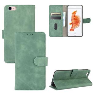 For iPhone 6 & 6s Solid Color Skin Feel Magnetic Buckle Horizontal Flip Calf Texture PU Leather Case with Holder & Card Slots & Wallet(Green)