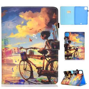 For iPad Air 2022 / 2020 10.9 Colored Drawing Stitching Horizontal Flip Leather Case with Holder & Card Slots & Sleep / Wake-up function(Bike Boy)