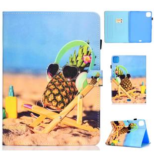 For iPad Air 2022 / 2020 10.9 Colored Drawing Stitching Horizontal Flip Leather Case with Holder & Card Slots & Sleep / Wake-up function(Pineapple)