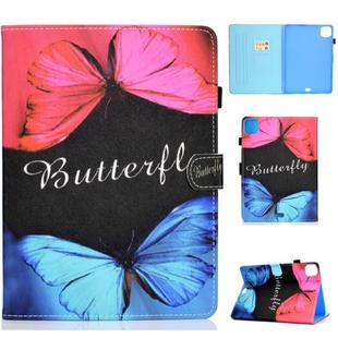For iPad Air 2022 / 2020 10.9 Colored Drawing Stitching Horizontal Flip Leather Case with Holder & Card Slots & Sleep / Wake-up function(Butterfly Love)
