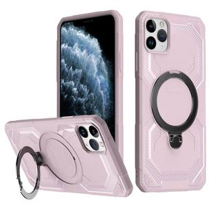 For iPhone 11 Pro Max Frosted MagSafe Holder Phone Case(Pink)