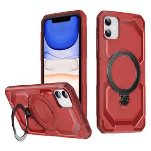 For iPhone 11 Frosted MagSafe Holder Phone Case(Red)