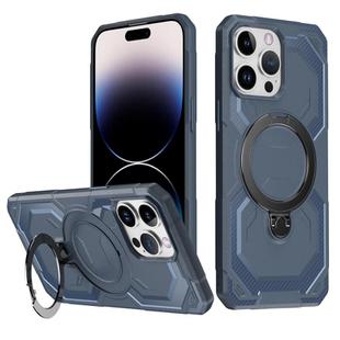 For iPhone 13 Pro Max Frosted MagSafe Holder Phone Case(Blue)