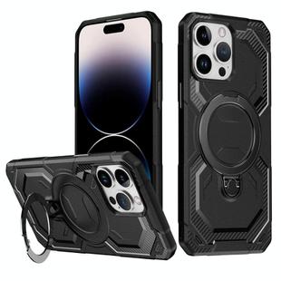For iPhone 15 Pro Max Frosted MagSafe Holder Phone Case(Black)