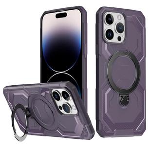 For iPhone 15 Pro Max Frosted MagSafe Holder Phone Case(Purple)