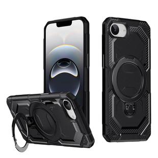 For iPhone 16e Frosted MagSafe Holder Phone Case(Black)