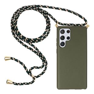 For Samsung Galaxy S25 Ultra 5G Wheat Straw Material Hybrid TPU Phone Case with Lanyard(Army Green)