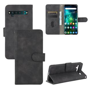 For TCL 10 Pro Solid Color Skin Feel Magnetic Buckle Horizontal Flip Calf Texture PU Leather Case with Holder & Card Slots & Wallet(Black)