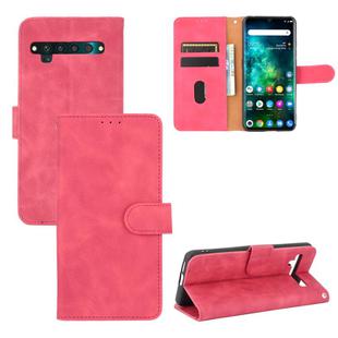 For TCL 10 Pro Solid Color Skin Feel Magnetic Buckle Horizontal Flip Calf Texture PU Leather Case with Holder & Card Slots & Wallet(Rose Red)