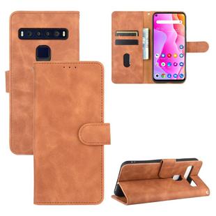 For TCL 10L Solid Color Skin Feel Magnetic Buckle Horizontal Flip Calf Texture PU Leather Case with Holder & Card Slots & Wallet(Brown)