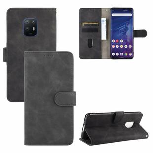 For Fujitsu Arrows 5G (F-51A) Solid Color Skin Feel Magnetic Buckle Horizontal Flip Calf Texture PU Leather Case with Holder & Card Slots & Wallet(Black)