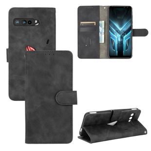 For ASUS ROG Phone 3 ZS661KS Solid Color Skin Feel Magnetic Buckle Horizontal Flip Calf Texture PU Leather Case with Holder & Card Slots & Wallet(Black)