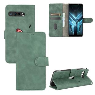 For ASUS ROG Phone 3 ZS661KS Solid Color Skin Feel Magnetic Buckle Horizontal Flip Calf Texture PU Leather Case with Holder & Card Slots & Wallet(Green)