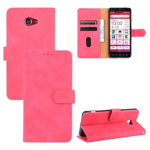 For Kyocera Basio 4 KYV47 Solid Color Skin Feel Magnetic Buckle Horizontal Flip Calf Texture PU Leather Case with Holder & Card Slots & Wallet(Rose Red)