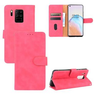 For Oukitel C18 Solid Color Skin Feel Magnetic Buckle Horizontal Flip Calf Texture PU Leather Case with Holder & Card Slots & Wallet(Rose Red)