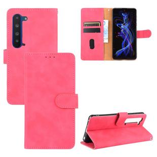 For Sharp Aquos R5G Solid Color Skin Feel Magnetic Buckle Horizontal Flip Calf Texture PU Leather Case with Holder & Card Slots & Wallet(Rose Red)