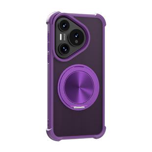 For Huawei Pura 70 Pro CD Texture 360 Degree Rotating Holder MagSafe Phone Case(Purple)