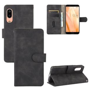 For Sharp Aquos Sense3 Lite SH-RM12 Solid Color Skin Feel Magnetic Buckle Horizontal Flip Calf Texture PU Leather Case with Holder & Card Slots & Wallet(Black)