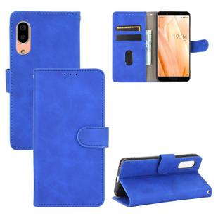 For Sharp Aquos Sense3 Lite SH-RM12 Solid Color Skin Feel Magnetic Buckle Horizontal Flip Calf Texture PU Leather Case with Holder & Card Slots & Wallet(Blue)