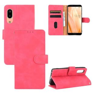 For Sharp Aquos Sense3 Lite SH-RM12 Solid Color Skin Feel Magnetic Buckle Horizontal Flip Calf Texture PU Leather Case with Holder & Card Slots & Wallet(Rose Red)