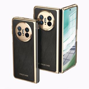 For Huawei Mate X3 Integrated Gold Wire Silver Brocade Plating Phone Case(Black)