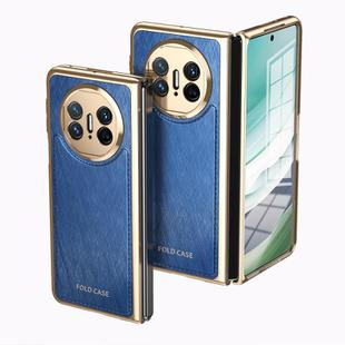 For Huawei Mate X3 Integrated Gold Wire Silver Brocade Plating Phone Case(Blue)