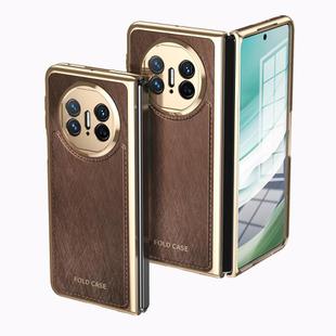 For Huawei Mate X5 Integrated Gold Wire Silver Brocade Plating Phone Case(Brown)